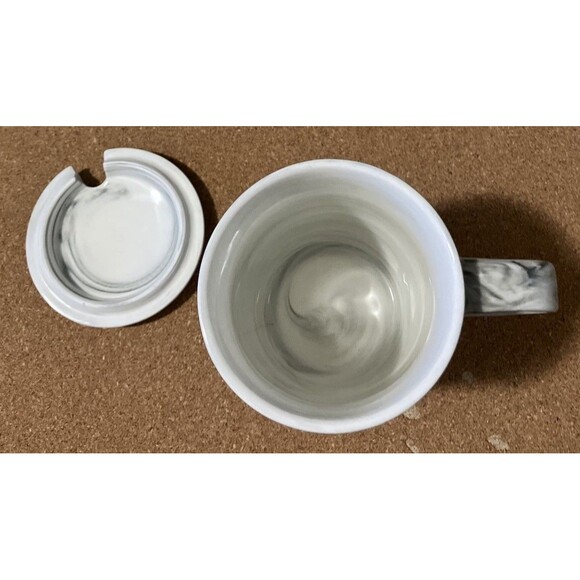 'Mens" Coffee Grey Swirl Ceramic Mug With cover And Gold Colored, HandMade !!! - Picture 16 of 16